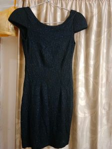 NAVY DARK BLUE Sparkly Black Short Sleeve Dress