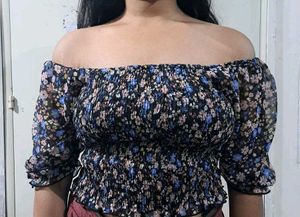Floral Smocked Square Neck Top