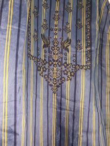 Blue Vertical Stripped Long Kurta Nice Neckline