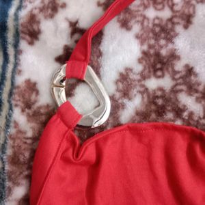 XXL size Red Halter Crop Top