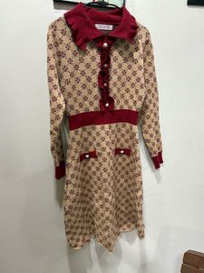 Chic Geometric Print Long Sleeve Dress