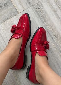Red Patent Leather Tassel Loafers