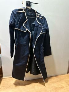 Classic Navy Trench Coat with Cream Trim