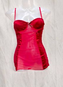 746. RedVelvetCorset Mini Dress Sheer Mesh panel