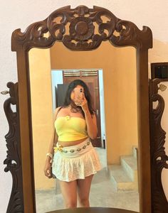 Cute Yellow Tube Top with Floral Accent