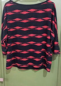 Stylish Black &amp; Pink Striped Top
