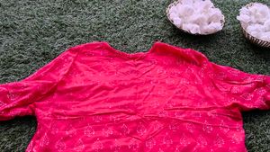 Pink&amp;White Jacket Styled (attached) Printed Kurti