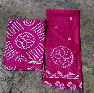 Pink Bandhani printed Dress Material