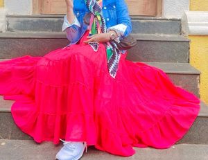 Vibrant Pink Tiered Maxi skirt
