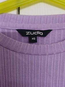 Purple Ribbed Long Sleeve Top