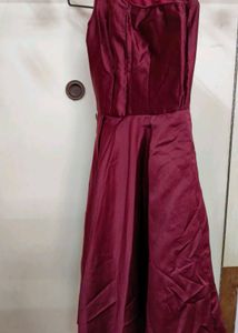 Burgundy one shoulder up down frock