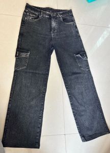 Stylish Washed Denim Cargo Pants