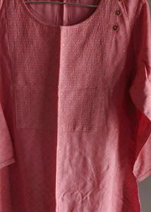 Pink Textured Kurta