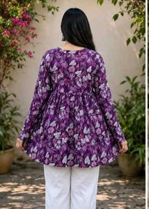 Beautiful Purple Floral Kurti-All Size