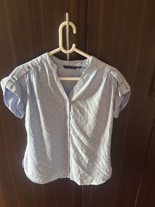 Light Blue Polka Dot Blouse