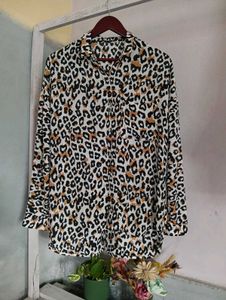 Leopard Print Button-Up Shirt