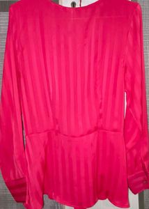 Vibrant Pink Striped Wrap Top