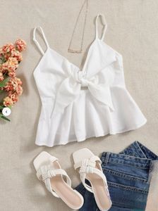 White Tie-Front Cami Top