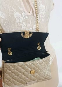 Accessorize Sparkly Gold Quilted Shoulder Bag