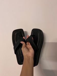 Platform Black Slippers