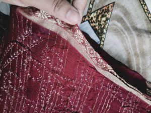 Maroon Embroidered Sari with Mirror Work