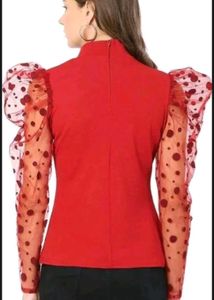 Red Polka Dot Sleeve Top