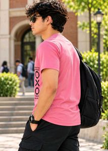 Men's Pink Graphic T-Shirt
