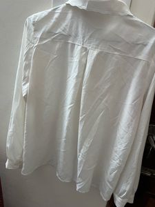 Classic White Pleated Button-Up Shirt