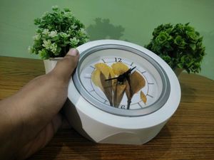 Handmade Aesthetic White Floral Clock