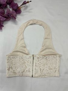 Lacy Halter Neck Crop Top