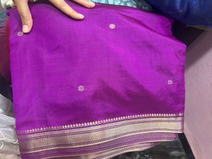 Vibrant Purple Silk Saree with Gold Border