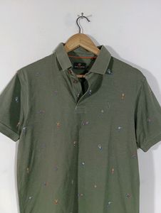 Olive Green Printed Casual T-shirt (Men)