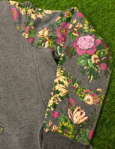 Imported Floral Print Hoodie