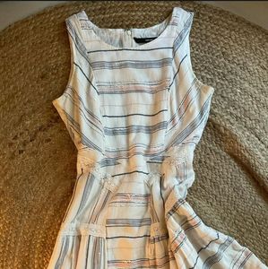 Striped Midi Dress with Lace Details