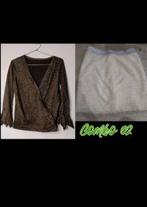 Party Wear Women Top And Mini Skirt Combo Offer
