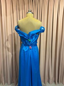 Elegant Blue Off-Shoulder Gown