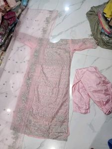 Pink Embroidered Kurta Set with Dupatta