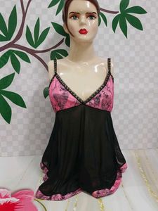 (700)Pink & Black Babydoll Lingerie