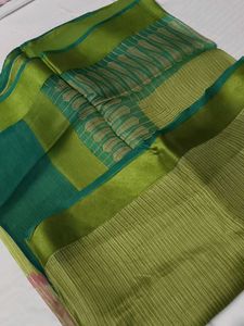 Elegant Green Handloom Chanderi Silk Saree