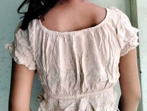 Cream Textured Crop Top