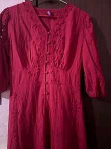 pink embroidery dress