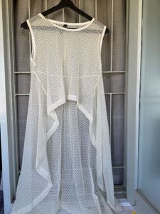 Sheer White Lace Overlay Tunic Top