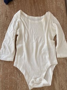 M&S White Long Sleeve Baby Onesie