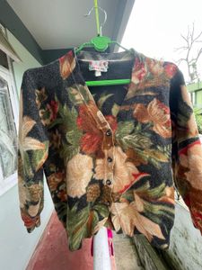 Cozy Floral Print Cardigan