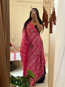 Vibrant Pink Bandhani Saree