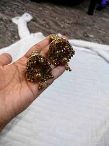 Elegant Jhumka Earrings with Stones