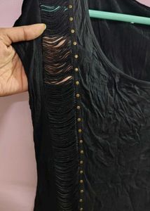 Black Studded Cut-Out T-Shirt