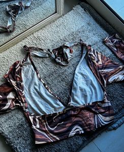 Patterned Halter Crop Top