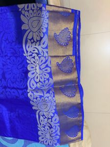 Royal Blue Saree with golden Border