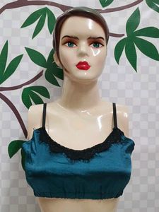 )300)Teal Lace Trim Cami Top